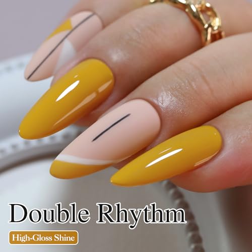 Double Rhythm 15ML Gel Polish - Earth Yellow, Same Color, Soak Off Nail Art