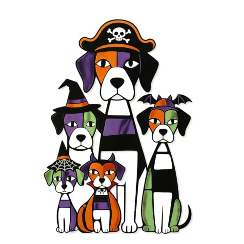 Halloween Dog Wall Art - Purple Metal Autumn Decorations for Home