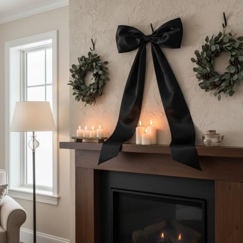 Black Satin Giant Bow Wall Decor 18x46 Inches for Backdrop & Event Decoration - Variation of THIS listing