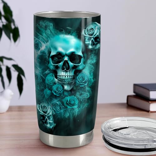 Skull 20oz Stainless Steel Insulated Travel Mug Cup – Goth Gothic Gift Variation