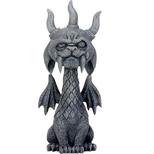 Dark Grey Gothic Gargoyle Guardian Statue for Desk & Shelf Decor