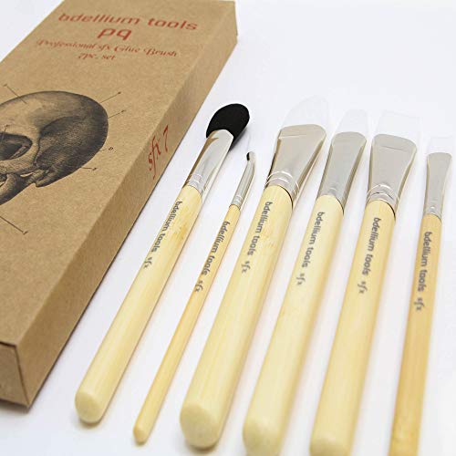 Professional Makeup SFX Glue Brush Set 7 Pieces with Ziplock Pouch