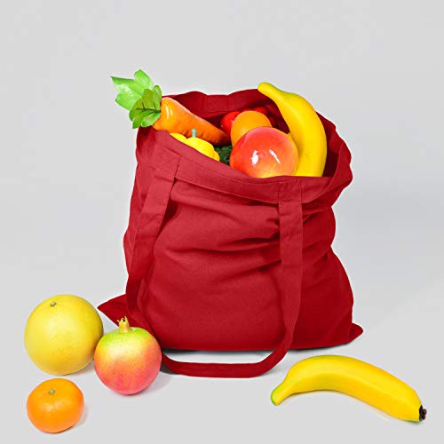 Medium Red Cotton Tote Bag - 15x16 Inches, Heat Transfer Friendly with Teflon Sheet