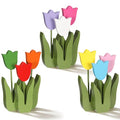 Spring Tulip Table Centerpiece Decor Set - Wooden Rustic Farmhouse Style