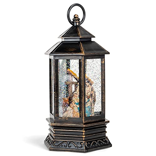 Holiday Water Lanterns 10 Inch Nativity Musical Lighted Water Lantern