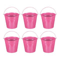Mini Metal Buckets 7x6.2 Inch Rose Red Set of 6 Decorative Storage Containers