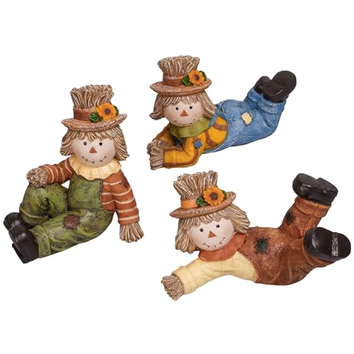 Medium Valery Madelyn Fall Scarecrow Decorations Set - 3 Pcs Harvest Figurines for Home & Garden