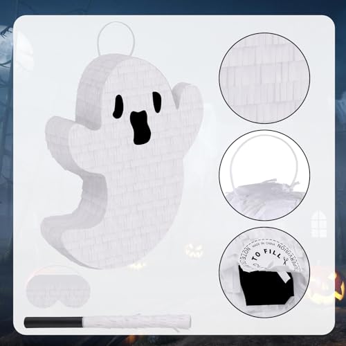 Halloween Ghost Piñata with Blindfold and Stick Kids Party Game – Birthday Carnival Decoration