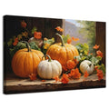 Pumpkin Canvas Wall Art - Fall Autumn Decor with Maple Leaf - 24x16 Inch Pumpkin