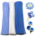 Light Blue Gradient Pipe Cleaner Craft Set - 300 Fuzzy Chenille Stems for DIY Decorations - Light Blue Series