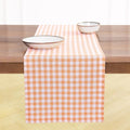 Pure Linen Apricot Table Runner 14x120 Gingham Check - Handmade, Formal Dining