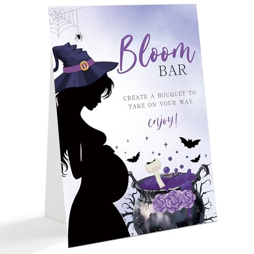 Halloween Baby Shower Sign - Baby Is Brewing Table Centerpiece - 8x11 Inch Purple