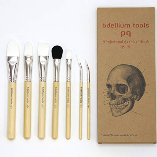 Professional Makeup SFX Glue Brush Set 7 Pieces with Ziplock Pouch