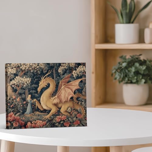 Fantasy Dragon Canvas Wall Art - Enchanted Forest Wall Decor - Variation Dragon-02