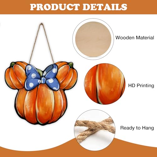 Pumpkin Shaped Halloween Door Sign with Blue Polka Dot Bow - Fall Decor