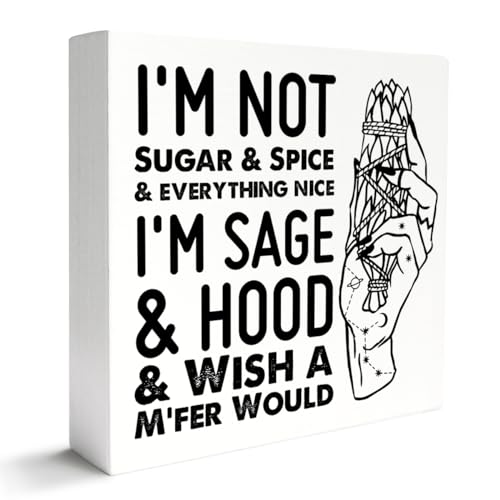 Witches Feminist Wooden Box Sign - Celestial Witchcraft Decor for Home & Bedroom - Variation C