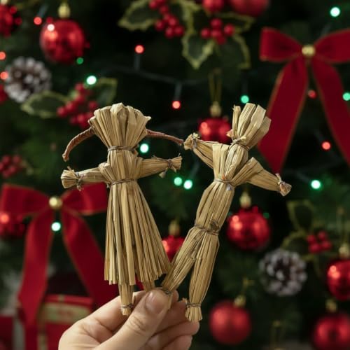 Mini Straw Scarecrow for Garden - 7.1 Inch Fall Halloween Decor Doll, Indoor Outdoor, 1 Pack