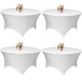 White 60 Inch Round Spandex Tablecloth - Fitted Wedding & Party Cover