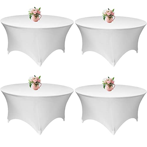White 60 Inch Round Spandex Tablecloth - Fitted Wedding & Party Cover