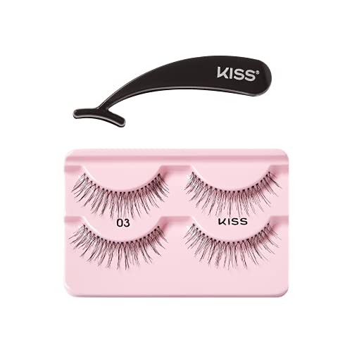 Reusable Natural False Eyelashes - No. 03 Double Pack with Applicator - Black