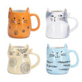 Cat Coffee Mug Set with 3D Ears - 4 Cute Ceramic Cats, 10 oz