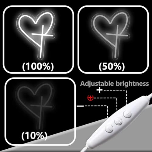 Heart Cross Neon Sign - Dimmable LED Wall Decor for Home and Events