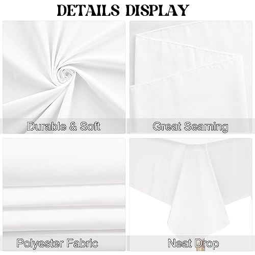 Rectangle White Table Cloth 6 Pack 60x102 Inch Washable Polyester for Wedding Parties