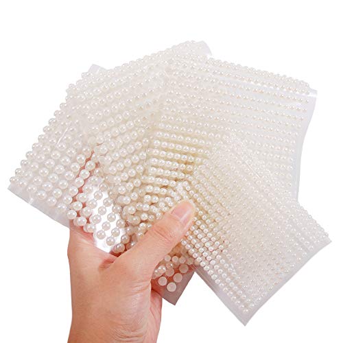 Self Adhesive Nail Rhinestones & Body Art Gems - White Pearl 4 Sheets