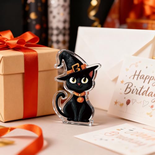 Black Cat Halloween Decor Desk Ornament Acrylic Cute Cat Gift