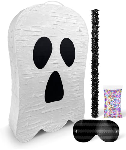 Ghost Halloween Piñata with Stick - 17 Inch Spooky Party Decor & Favors - Variation of Ghost Halloween