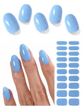Semi Cured Gel Nail Strips - Serene Blue, 20 Pcs Salon-Quality Nail Wraps