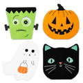 Halloween Paper Napkins 100 Pack - Ghost, Pumpkin, Black Cat & Frankenstein Shapes