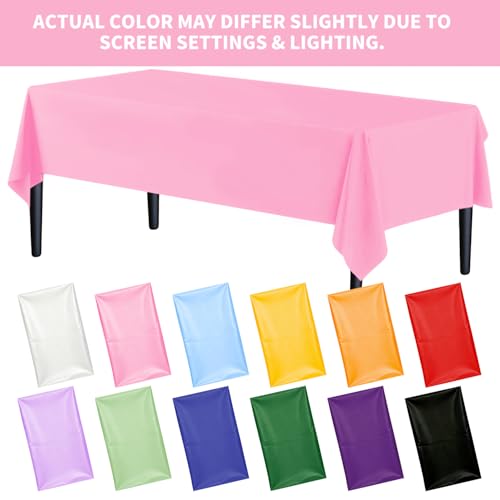 Pink Disposable Tablecloths Pack - 54 x 108 Inches for Party Events