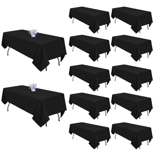Black Tablecloth 60 x 84 Inch for 4 Foot Rectangular Tables - 8 Pack - Pepmily