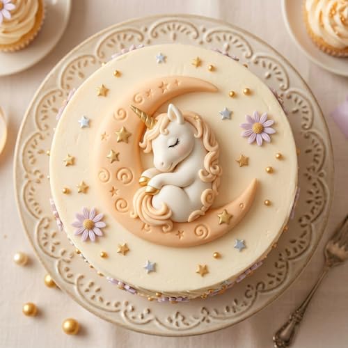 Unicorns Silicone Candy & Cake Mold - Dreamy Moon Unicorn Design, Style H