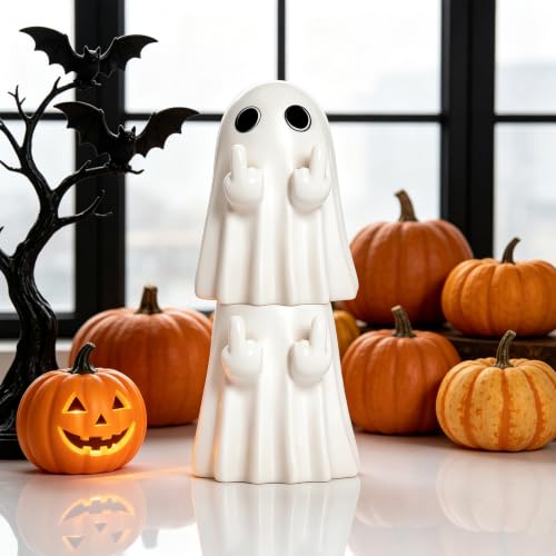 White Halloween Ghost Figurine - Spooky Resin Decor for Home & Garden