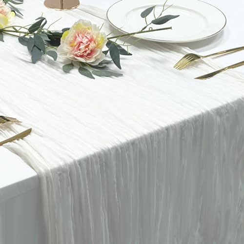 Bright White Cheesecloth Table Runners - 10 Pack, 120 Inch Length, 10ft
