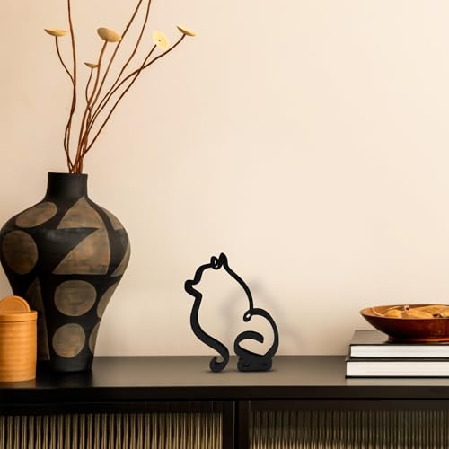 Minimalist Metal Dog Wall Sculpture - Geometric Pomeranian Art Decor