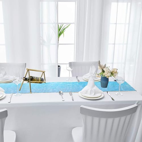 Mermaid Blue Sequin Table Runner 12x108 Inches for Party Decorations - 2 Pack