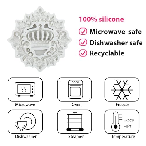 Baroque Scroll Lace Fondant Mold Crown Silicone Cake Decorating Tool - Style J