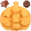 Fall Harvest Silicone Chocolate Molds - 7 Cavity Pumpkin Squirrel Leaf Acorn