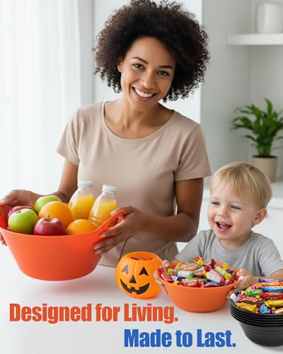 Large Snack Bowls 2-Pack (4L) - Black | Reusable, Microwave & Dishwasher Safe