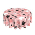 Pink Halloween Round Tablecloth 60 Inch Ghost Pumpkin Decoration, Washable & Wrinkle-Resistant
