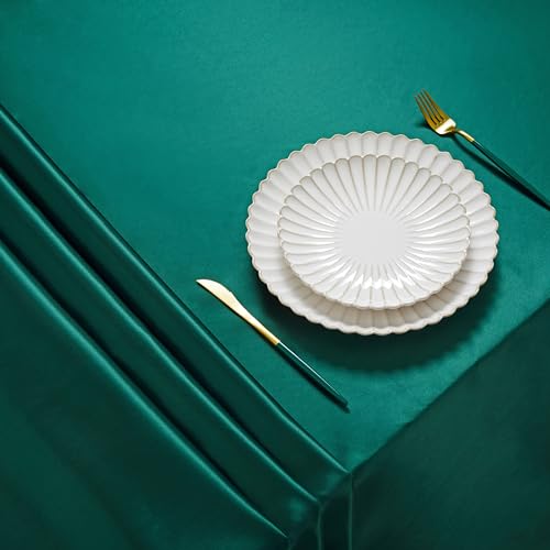 Blackish Green Satin Table Cover 60x102 Inches - Pack of 6, Rectangular