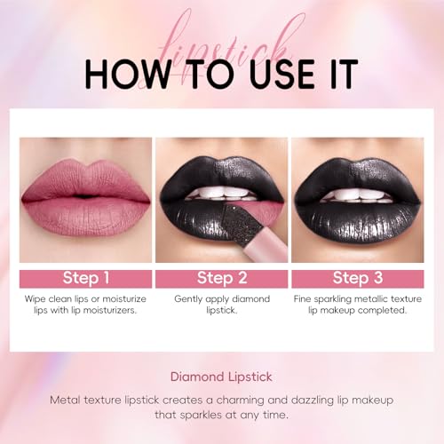 HOSAILY Metallic Black Lipstick #7 - Long Lasting Shimmer Lip Color