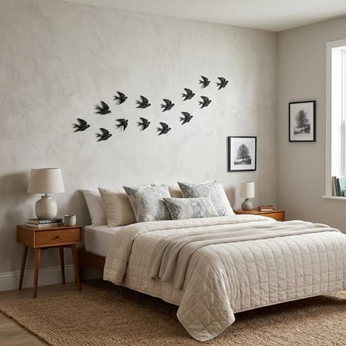 Kathfly 2 Pcs Black Swallow Wall Decor - 4.7-Inch Resin Bird Art, Modern Black Finish