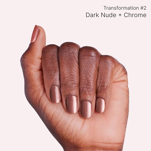Dashing Diva Chromagic Gel Nail Strips - Bare to Beam, Long Lasting Chrome & Nude Design