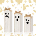 Ghost Face Wooden Tiered Tray Decor - Pink Ghost Boo Set, 3 Pack