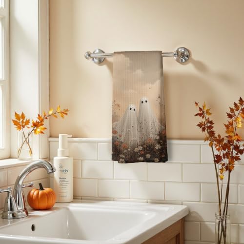 Halloween Wildflower Ghost Kitchen Towels - 22 Color Variations 16x24 Inches
