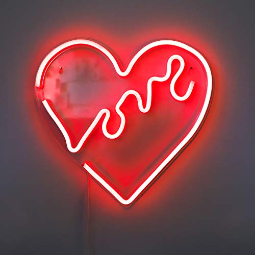 14x14 Red Heart LED Neon Sign - Love Wall Art, Bedroom Decor